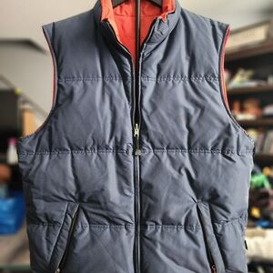 Eddie Bauer Navy and Orange Down Puffer Vest XLT